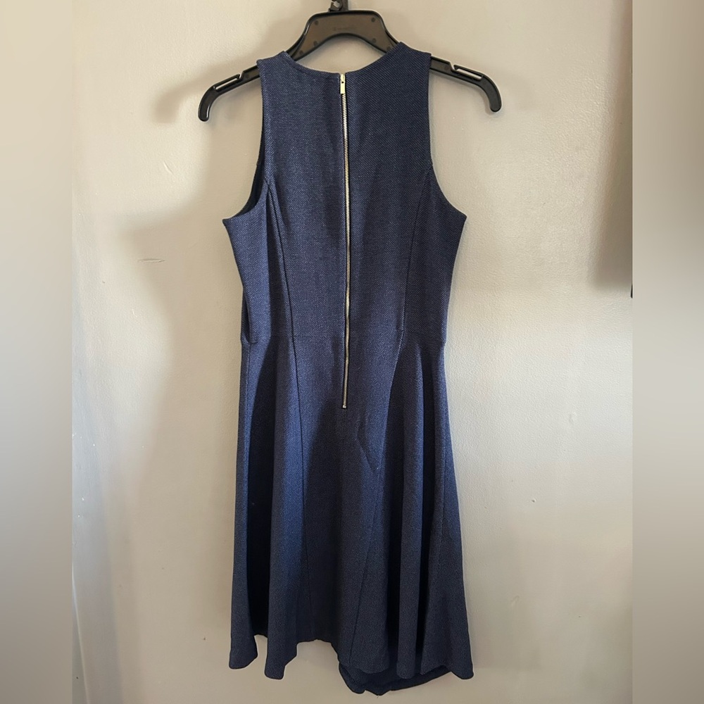 Ann Taylor Dress - navy textured sleeveless w/asymmetrical hem - Picture 6 of 10